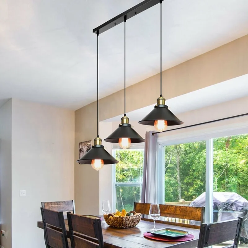 Lampe à Suspension Vintage à 3 Têtes pour Cuisine, Salle à Manger, Chambre à Coucher, Loft, Lampe à Suspension Russe Compatible avec Ampoule E27 (Sans Ampoule)