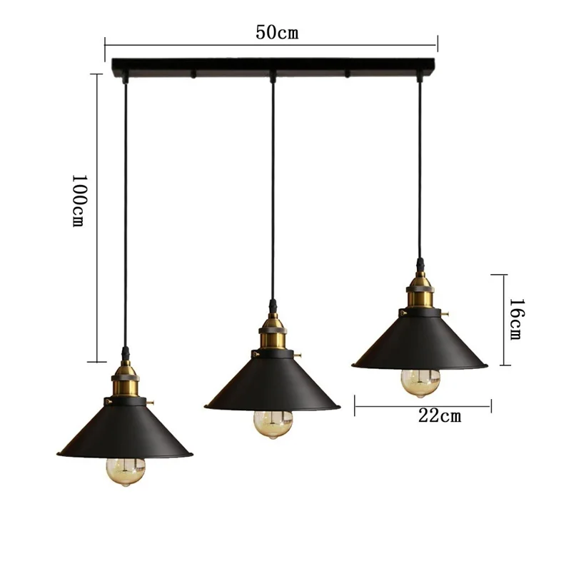 Lampe à Suspension Vintage à 3 Têtes pour Cuisine, Salle à Manger, Chambre à Coucher, Loft, Lampe à Suspension Russe Compatible avec Ampoule E27 (Sans Ampoule)