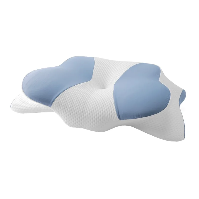 Memory Foam Cervical Pillow Ergonomic Neck Support Pressure Relief Pillow Slow Rebound Breathable - Navy Blue