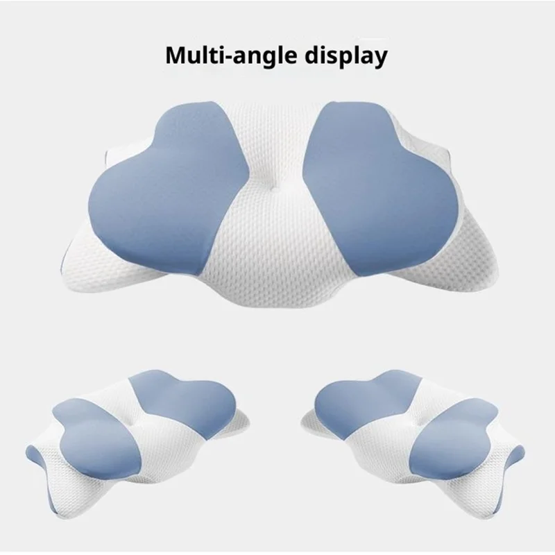 Memory Foam Cervical Pillow Ergonomic Neck Support Pressure Relief Pillow Slow Rebound Breathable - Navy Blue