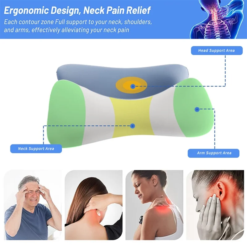 Cuscino ergonomico in memory foam traspirante con supporto cervicale sagomato per alleviare il dolore / Miglior sonno, Zaffiro