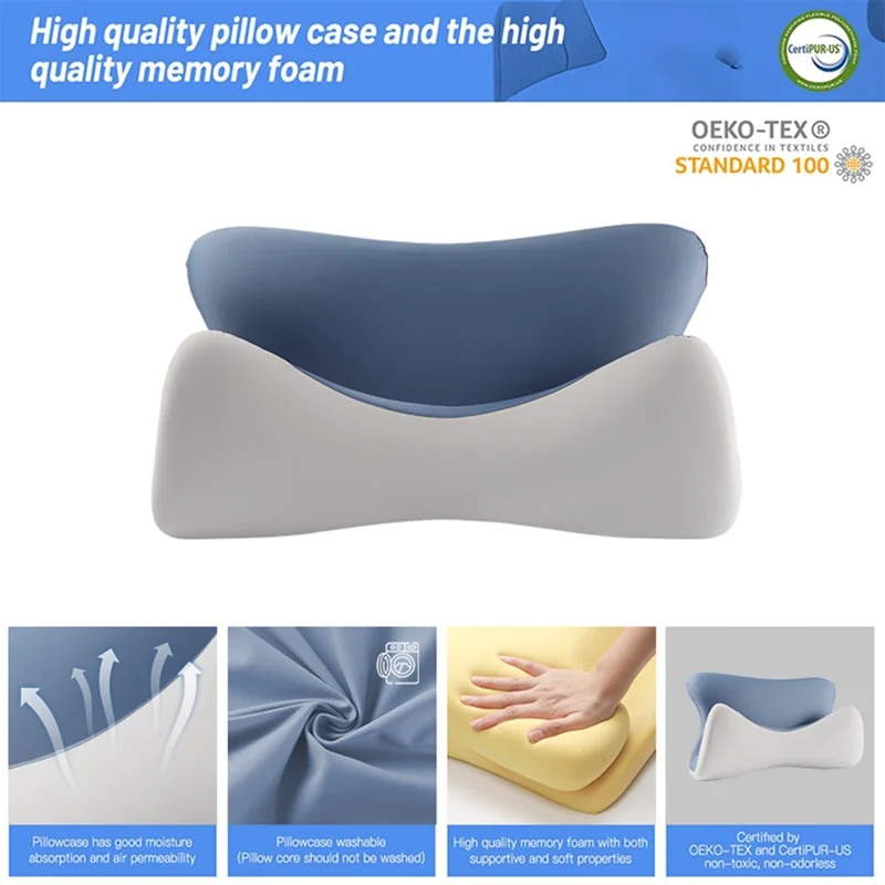 Cuscino ergonomico in memory foam traspirante con supporto cervicale sagomato per alleviare il dolore / Miglior sonno, Zaffiro
