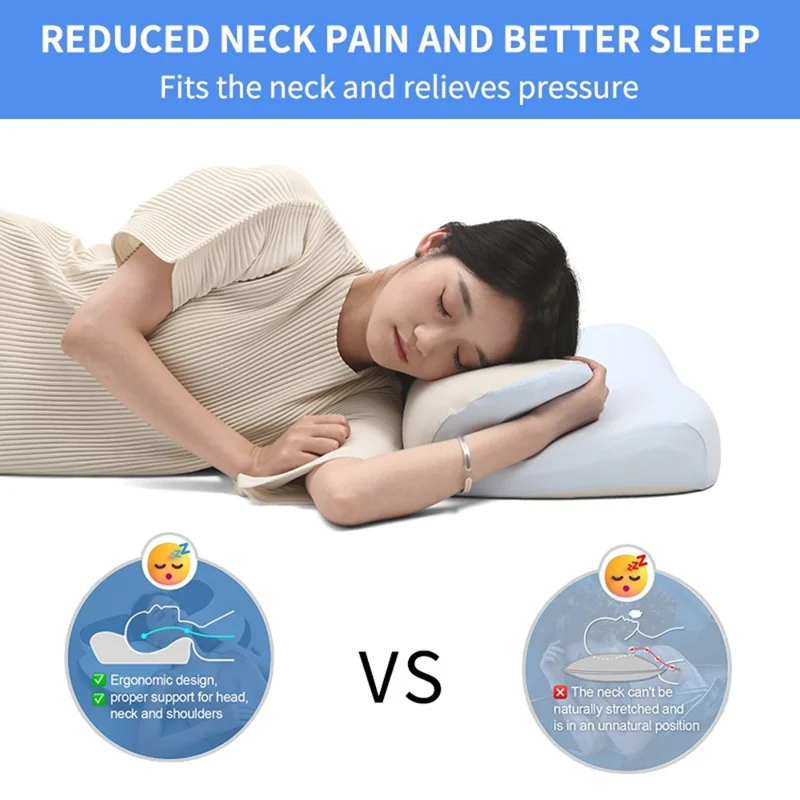 Cuscino in Memory Foam Raffreddamento Lento Rimbalzo Supporto per il Collo Comodo Traspirante - Blu Cielo