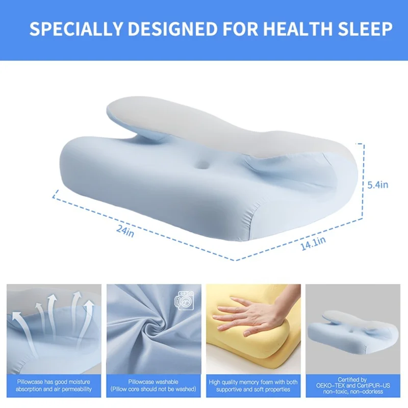 Cuscino in Memory Foam Raffreddamento Lento Rimbalzo Supporto per il Collo Comodo Traspirante - Blu Cielo