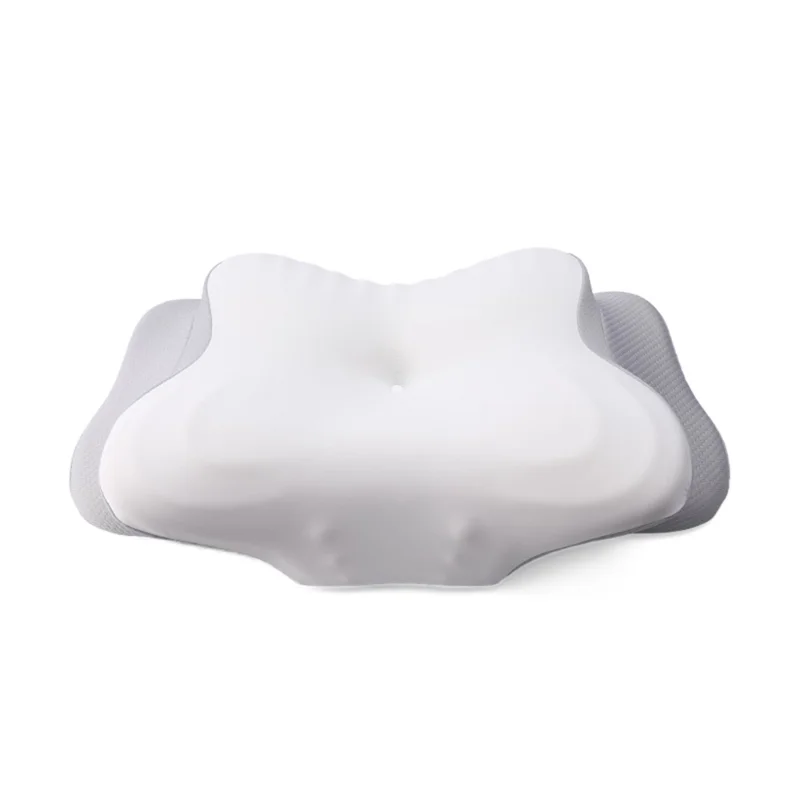وسادة رغوة الذاكرة فائقة النعومة، وسادة تقويمية لدعم الرقبة والعنق للنائمين على الجانب - أبيض فضي