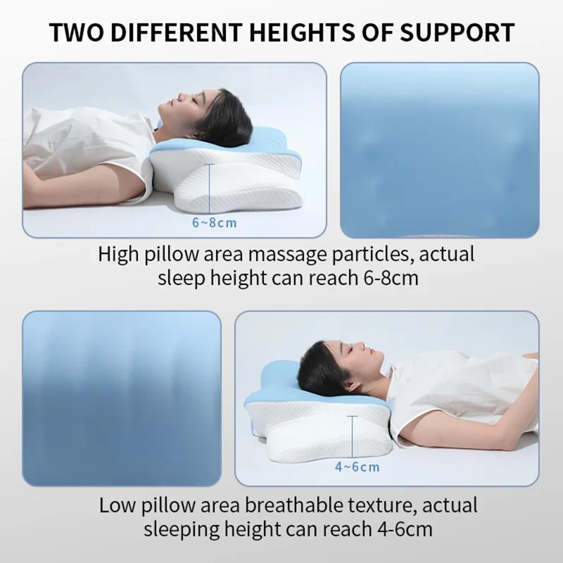 وسادة رغوة الذاكرة فائقة النعومة، وسادة تقويمية لدعم الرقبة والعنق للنائمين على الجانب - أبيض فضي