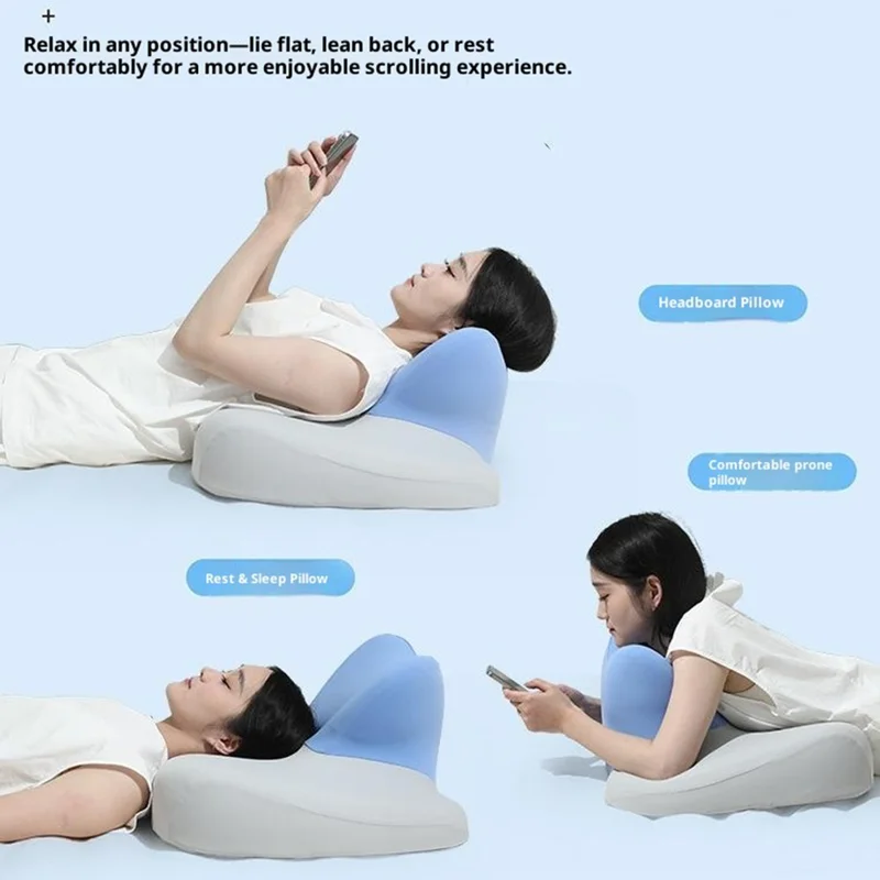 وسادة رغوة الذاكرة للنوم بوضعية الاستلقاء على البطن وللألعاب متعددة الوظائف ووسادة دعم للرقبة - أزرق سماوي