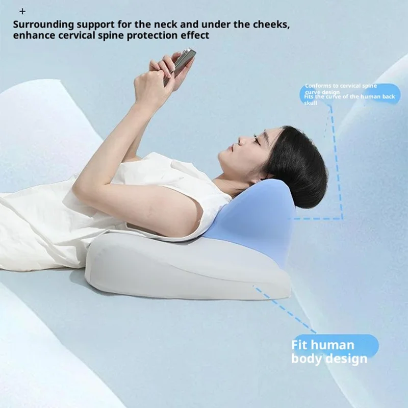 وسادة رغوة الذاكرة للنوم بوضعية الاستلقاء على البطن وللألعاب متعددة الوظائف ووسادة دعم للرقبة - أزرق سماوي