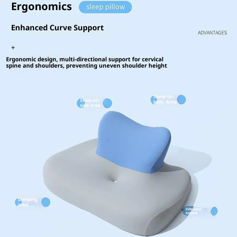 وسادة رغوة الذاكرة للنوم بوضعية الاستلقاء على البطن وللألعاب متعددة الوظائف ووسادة دعم للرقبة - أزرق سماوي