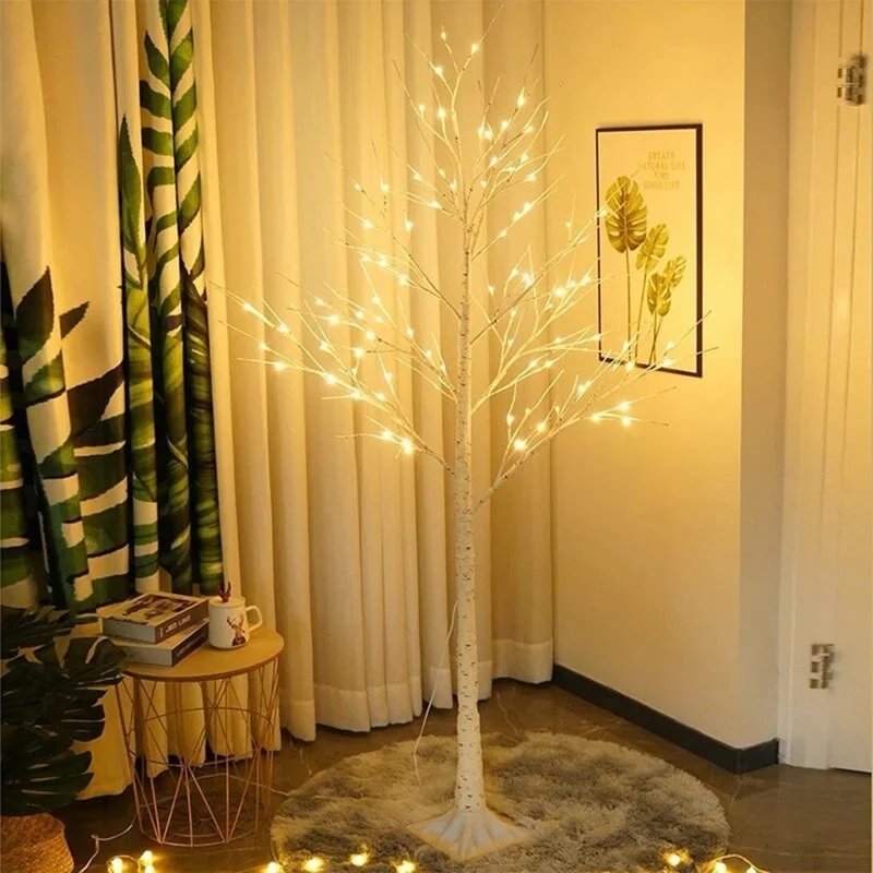 1.2m Simulation White Birch Tree Light with 48 LED Light for Christmas Home Garden Landscape Lamp EU Plug