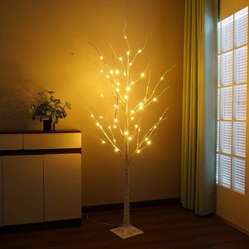 1.2m Simulation White Birch Tree Light with 48 LED Light for Christmas Home Garden Landscape Lamp EU Plug