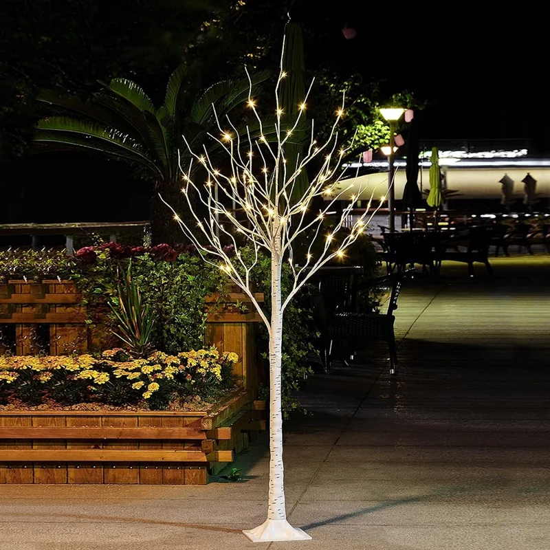 1.2m Simulation White Birch Tree Light with 48 LED Light for Christmas Home Garden Landscape Lamp EU Plug