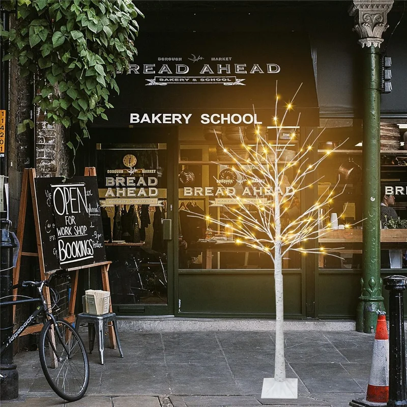 1.2m Simulation White Birch Tree Light with 48 LED Light for Christmas Home Garden Landscape Lamp EU Plug