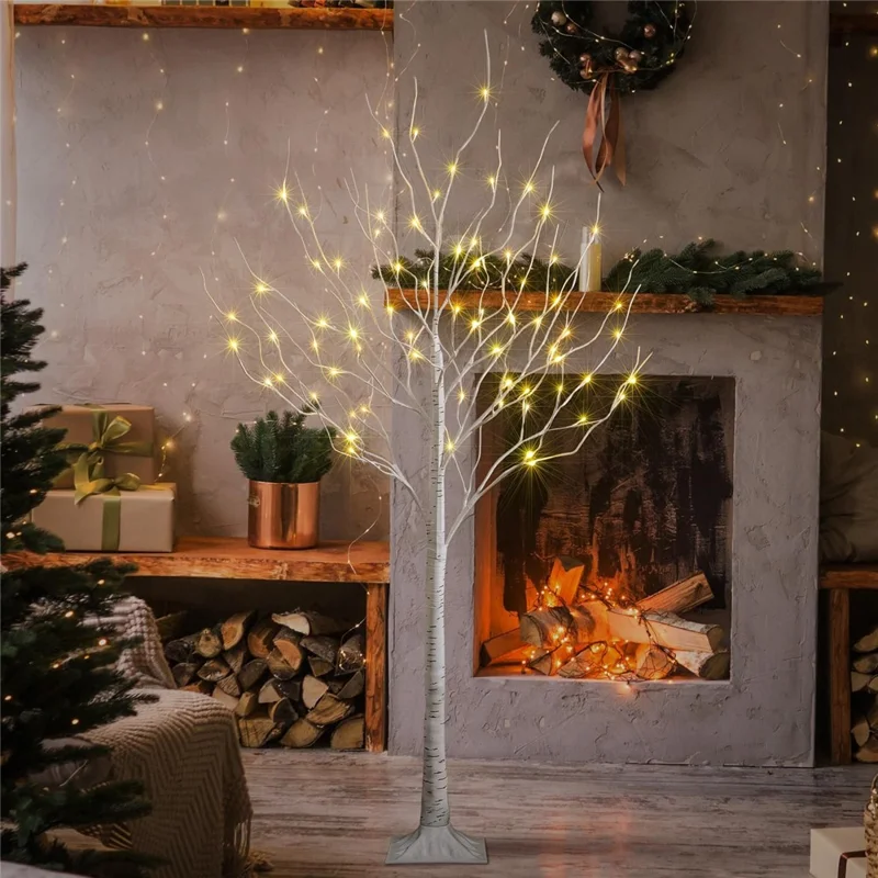 1.2m Simulation White Birch Tree Light with 48 LED Light for Christmas Home Garden Landscape Lamp EU Plug
