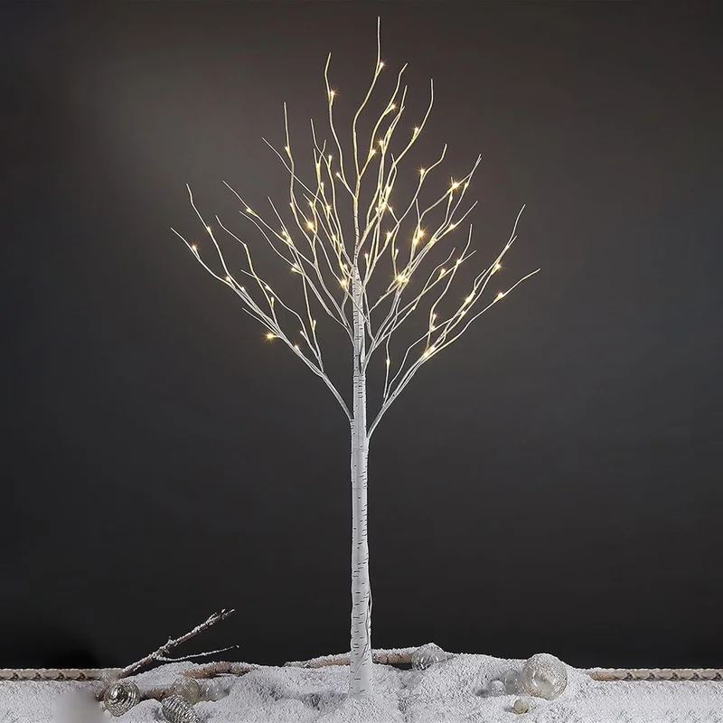 1.2m Simulation White Birch Tree Light with 48 LED Light for Christmas Home Garden Landscape Lamp EU Plug