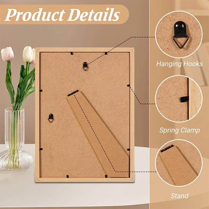 4 x 6 Inch Tabletop Display Photo Frame Wall Hanging Wooden Picture Frame for Living Room Bedroom (without Card Paper) - Wood Color
