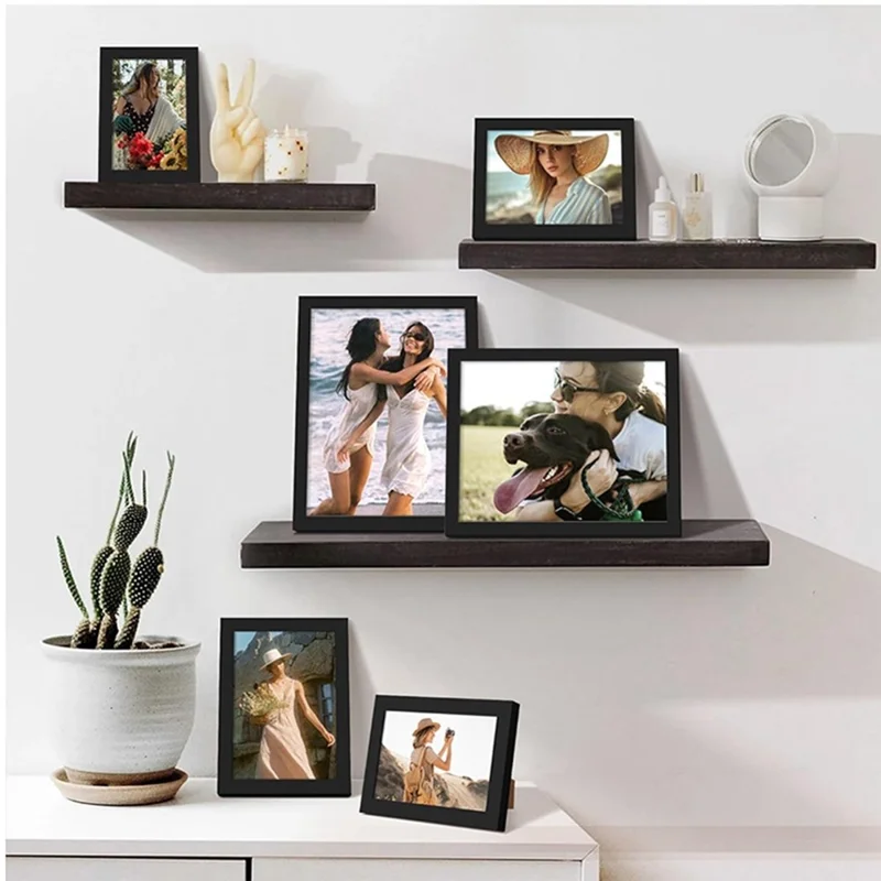 5 x 7 Inch Tabletop Display Photo Frame Wall Hanging Wooden Picture Frame for Living Room Bedroom (without Card Paper) - Wood Color