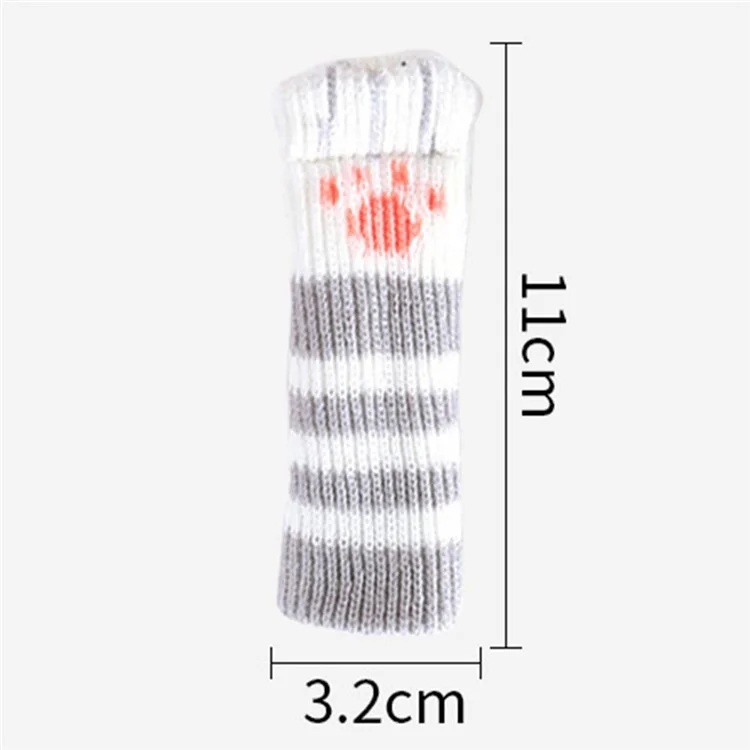 4PCS Cute Cat Claw Pattern Chair Leg Floor Protectors Covers Furniture Feet Pads Table Leg Protectors Caps to Prevent Scratch and Noise - Yellow Stripe