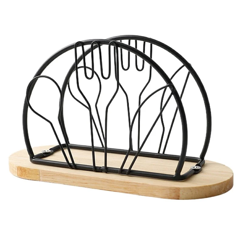 Creative Tabletop Napkin Holder Stand Hollow Knife Fork Spoon Shape Iron Tissue Dispenser for Restaurant Cafe Bar