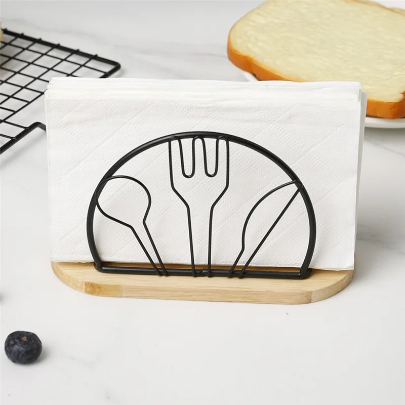 Creative Tabletop Napkin Holder Stand Hollow Knife Fork Spoon Shape Iron Tissue Dispenser for Restaurant Cafe Bar