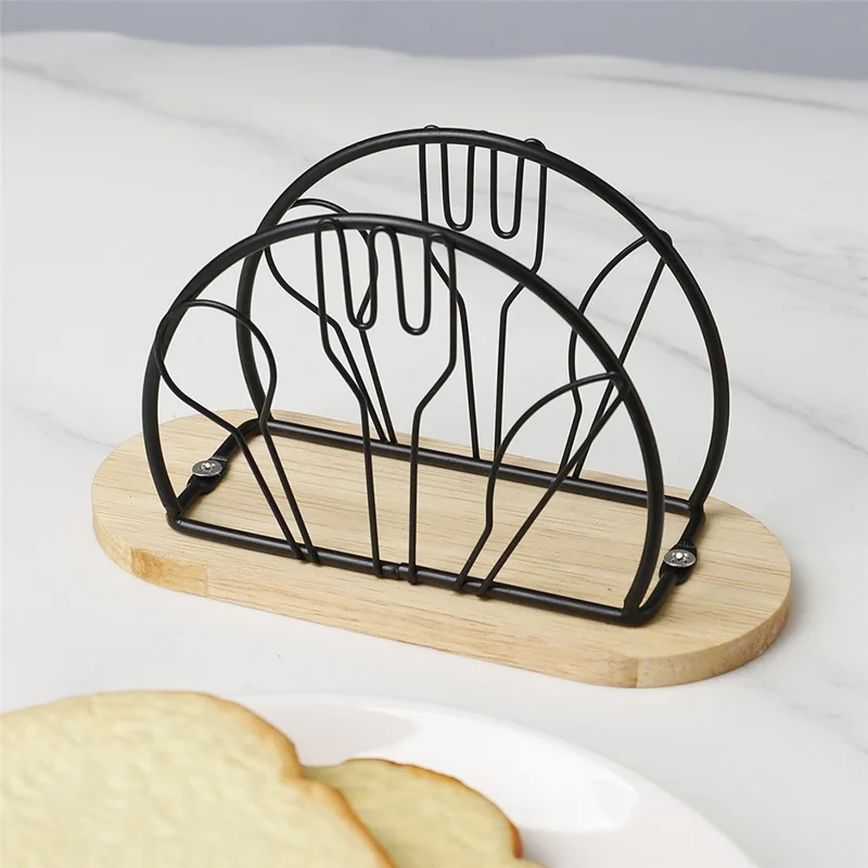 Creative Tabletop Napkin Holder Stand Hollow Knife Fork Spoon Shape Iron Tissue Dispenser for Restaurant Cafe Bar
