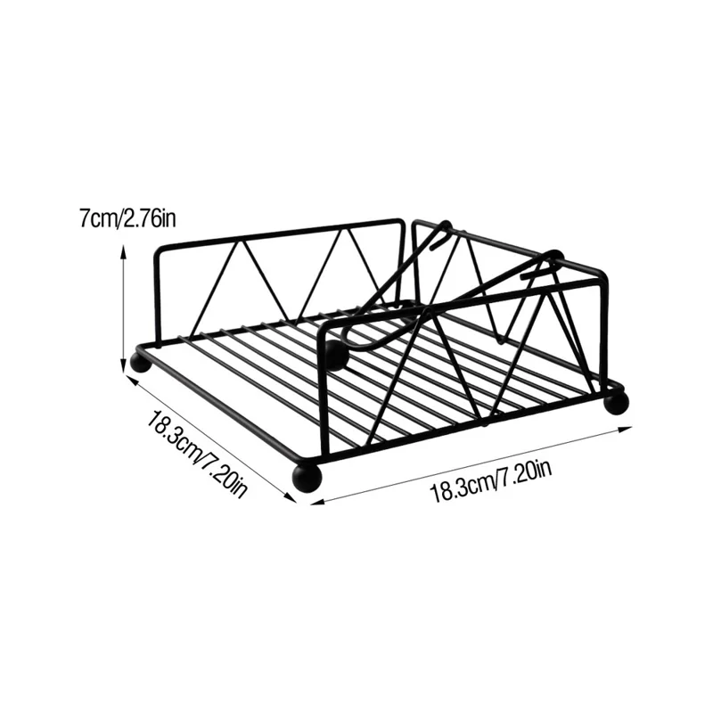Iron Tissue Storage Holder Square Diamond Napkin Stand for Cafe Hotel Restaurant - Black