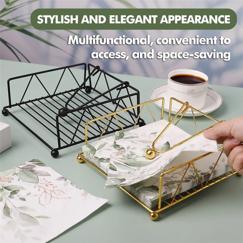 Iron Tissue Storage Holder Square Diamond Napkin Stand for Cafe Hotel Restaurant - Black