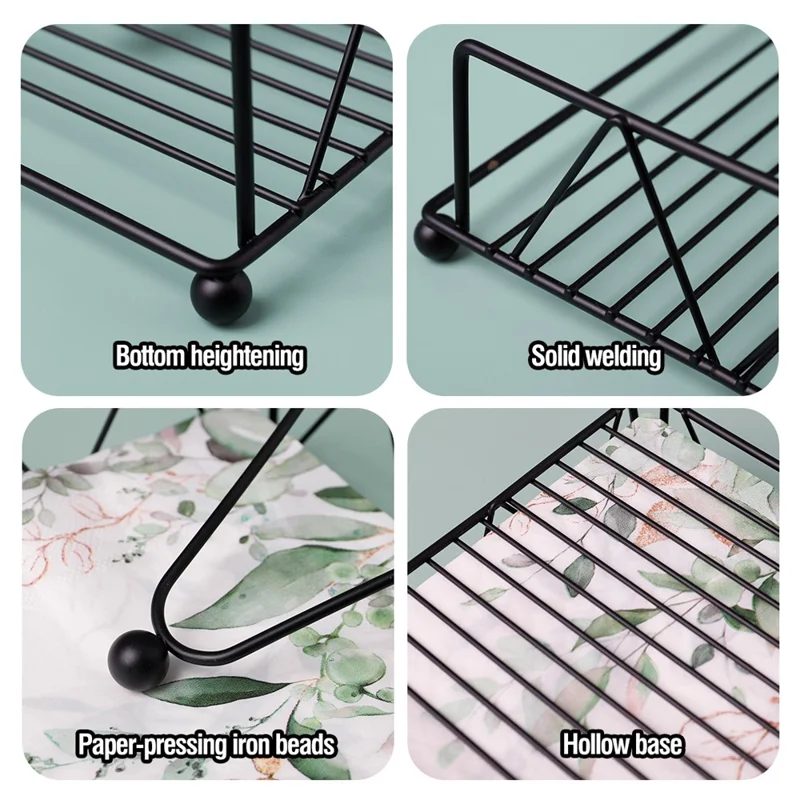 Iron Tissue Storage Holder Square Diamond Napkin Stand for Cafe Hotel Restaurant - Black