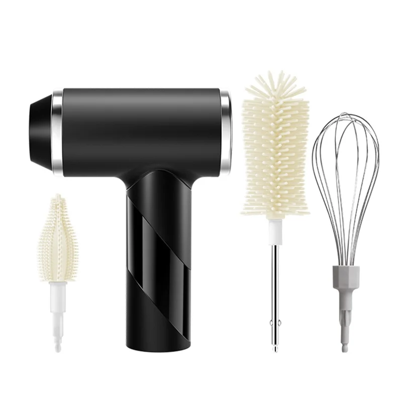 Electric Bottle Brush Whisk Cleaner Multi-Function Cream Beater for Baby Bottles / Thermos / Whipping Cream - Black