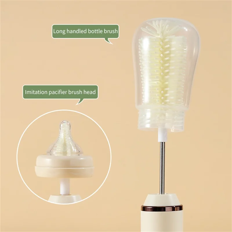 Electric Bottle Brush Whisk Cleaner Multi-Function Cream Beater for Baby Bottles / Thermos / Whipping Cream - Black