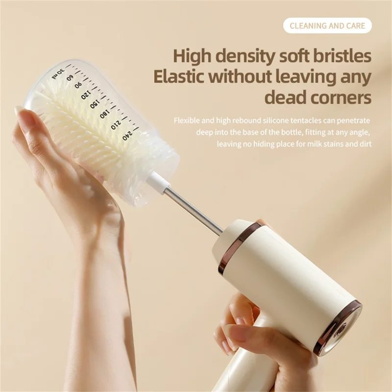 Electric Bottle Brush Whisk Cleaner Multi-Function Cream Beater for Baby Bottles / Thermos / Whipping Cream - Black