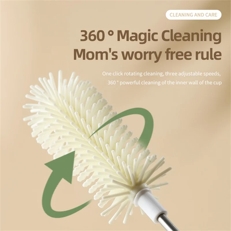 Electric Bottle Brush Whisk Cleaner Multi-Function Cream Beater for Baby Bottles / Thermos / Whipping Cream - Black