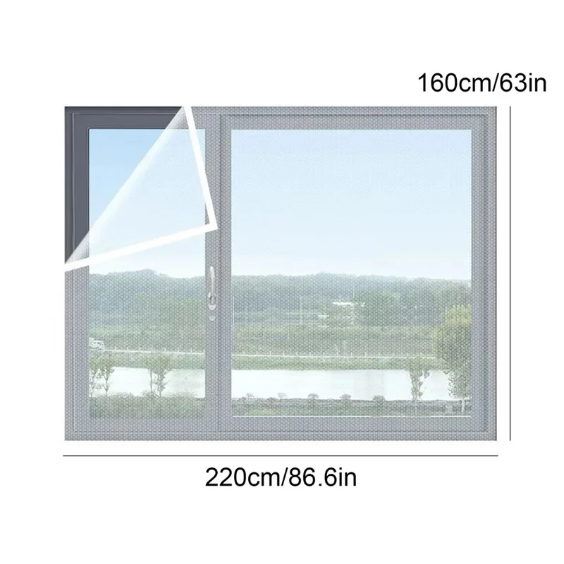 160 x 220 cm Isoleringsfilm til vinterdørvindue, selvklæbende vindbeskyttelses- og varmebevarelsesfilm - Hvid