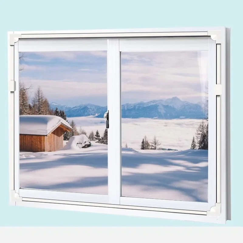 ستارة عازلة حرارية مغناطيسية مقاس 150 × 180 سم للنوافذ، شفافة وواقية من الرياح، من فيلم PVC - فيلم شفاف + إطار أبيض