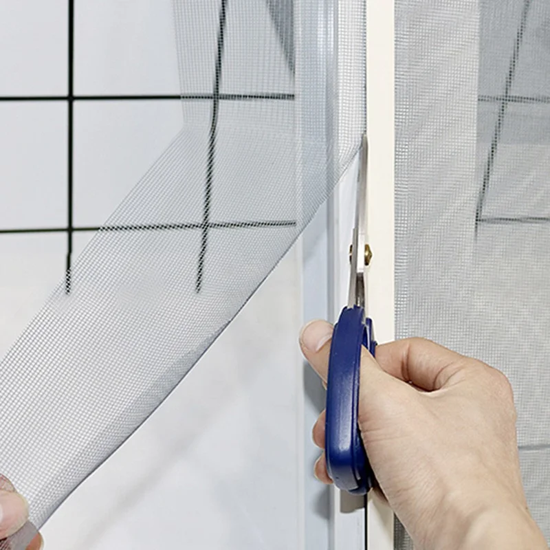 140 x 160 cm Magnetisches Fenster-Bildschirm-Mesh Insektenschutz-Vorhang für Küche und Wohnzimmer - Grauer Rahmen + Graues Mesh