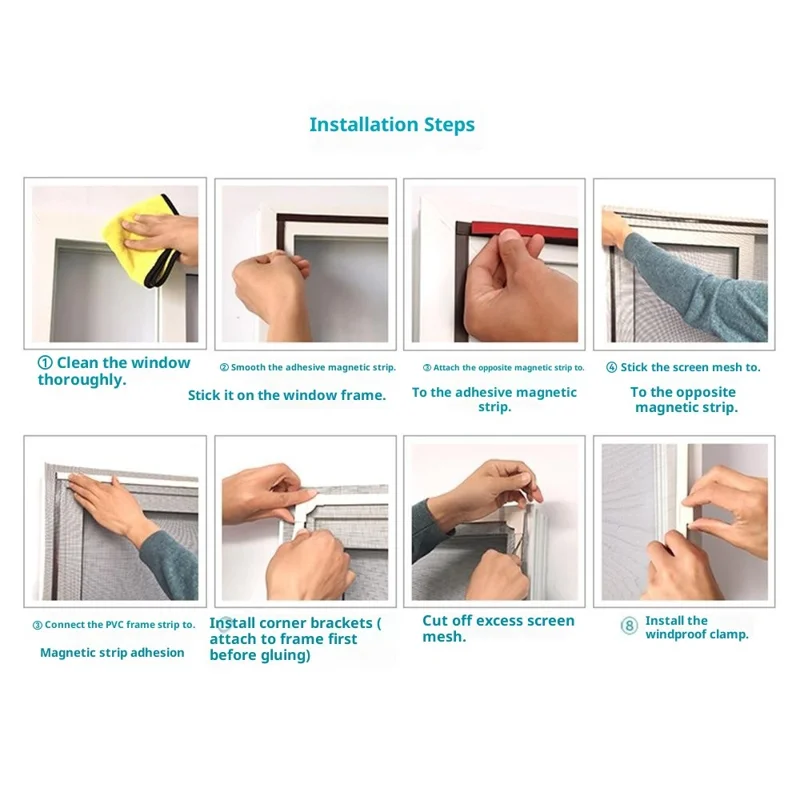 140 x 160 cm Magnetisches Fenster-Bildschirm-Mesh Insektenschutz-Vorhang für Küche und Wohnzimmer - Grauer Rahmen + Graues Mesh