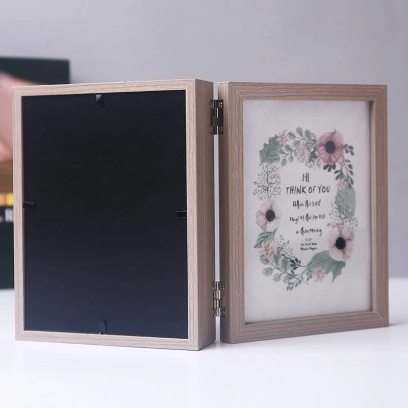 7 Inch DIY 3D Photo Frame with Raffia Grass Picture Display Stand Tabletop Decoration Memorable Gift - Light Grey