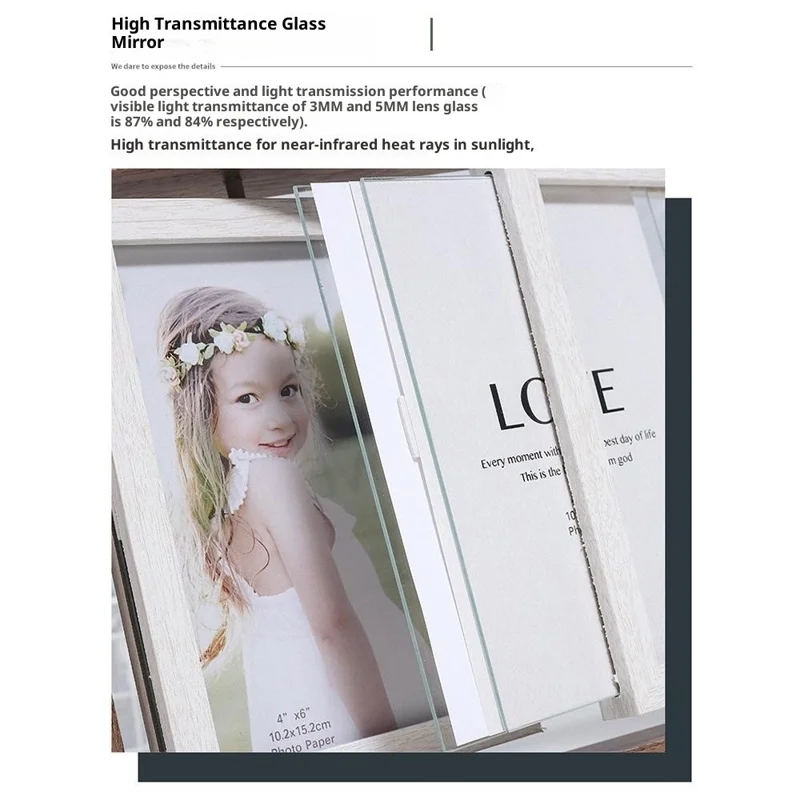 6 Inch Double Sided Rotating Wooden Photo Frame Trapezoid Dual Display Picture Holder - Deep Color