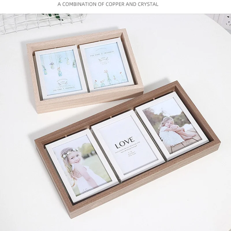 6 Inch Double Sided Rotating Picture Frame for Wedding Anniversary Square Dual Display Photo Stand - Deep Color