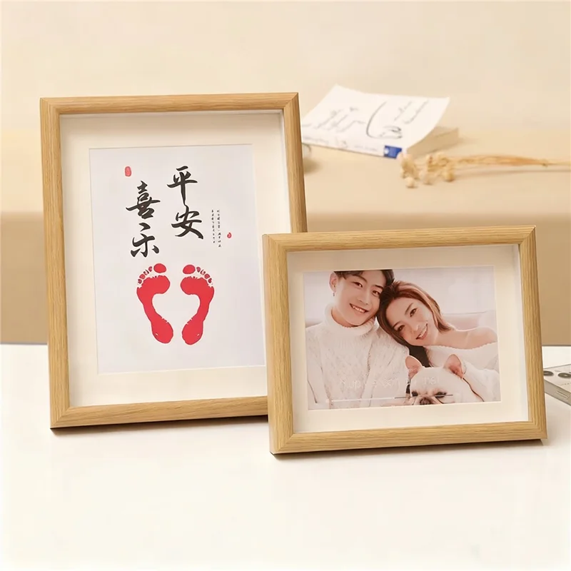 7 Inch Picture Art Display Stand Rectangular Wooden Photo Frame Desktop Decor - Wood Color