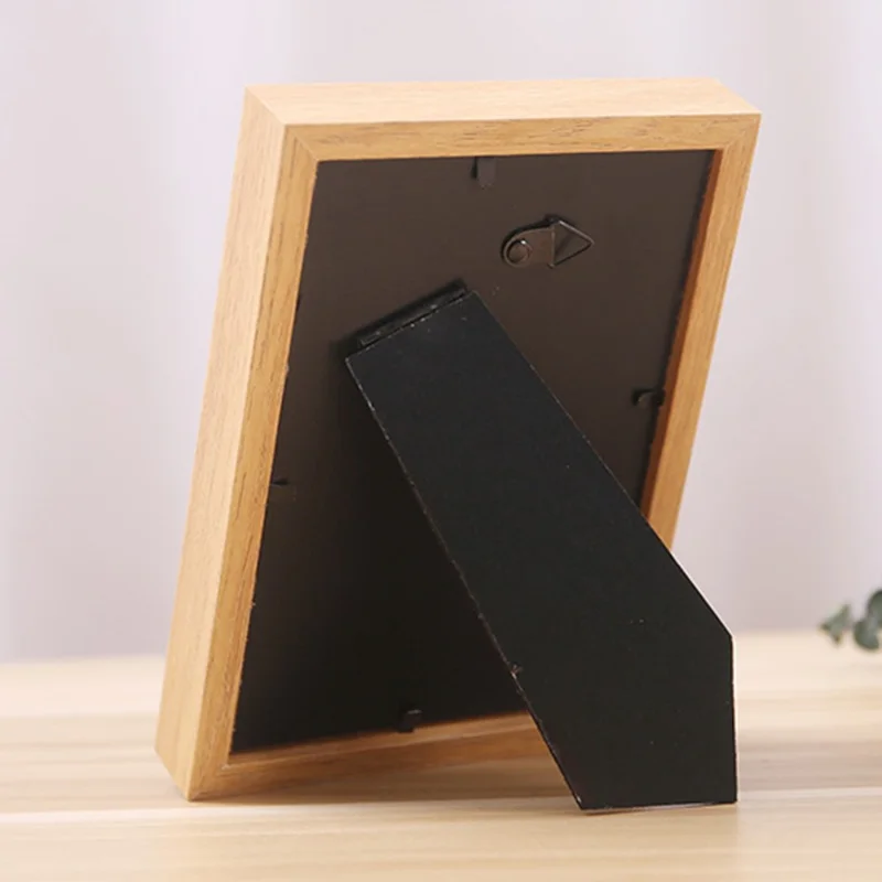7 Inch Picture Art Display Stand Rectangular Wooden Photo Frame Desktop Decor - Wood Color