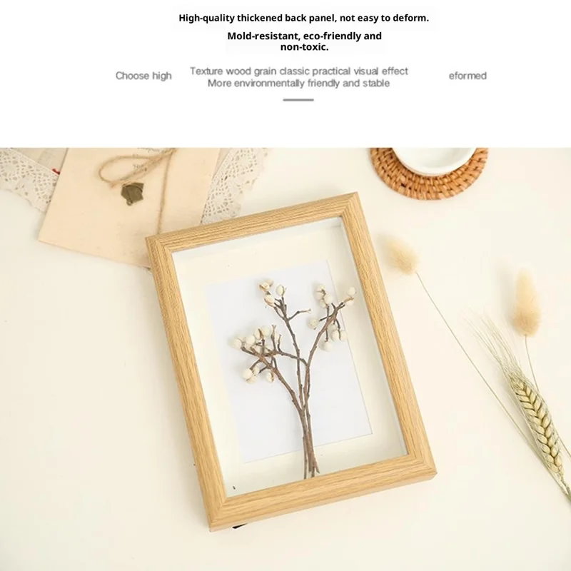 7 Inch Picture Art Display Stand Rectangular Wooden Photo Frame Desktop Decor - Wood Color