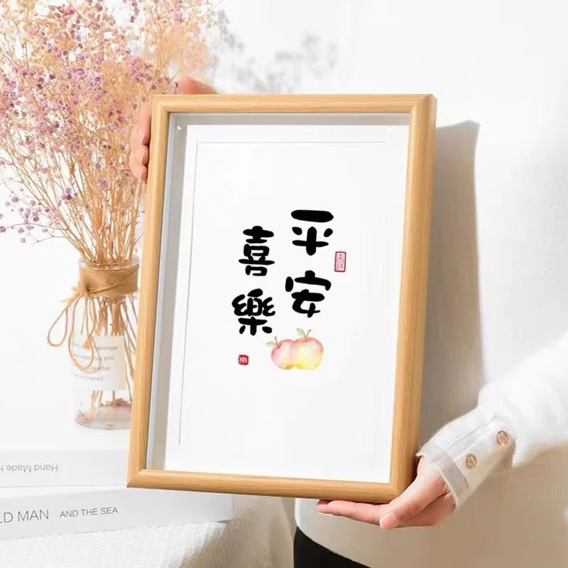 8 Inch Picture Art Display Stand Rectangular Wooden Photo Frame Desktop Decor - Wood Color