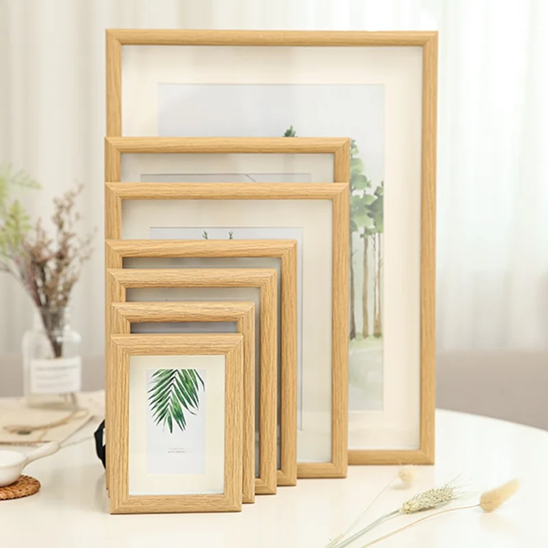 8 Inch Picture Art Display Stand Rectangular Wooden Photo Frame Desktop Decor - Wood Color