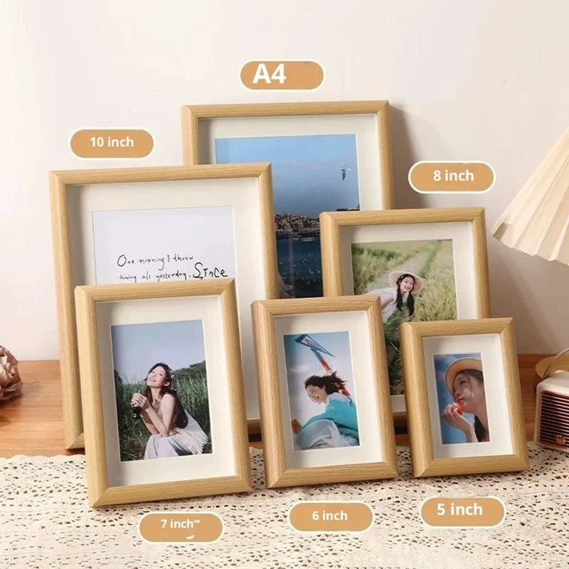 A4 11 Inch Picture Art Display Stand Rectangular Wooden Photo Frame Desktop Decor - Wood Color