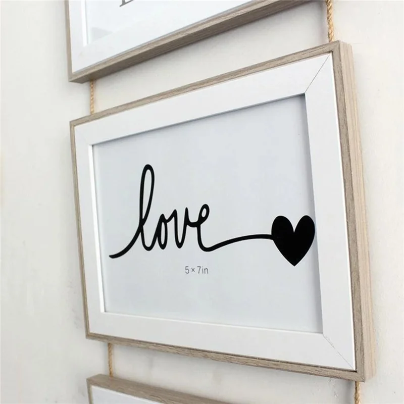 6 Inch 3 in 1 Modern Wall Hanging Decorative Photo Frame Set Wooden Picture Display Frame - Coffee