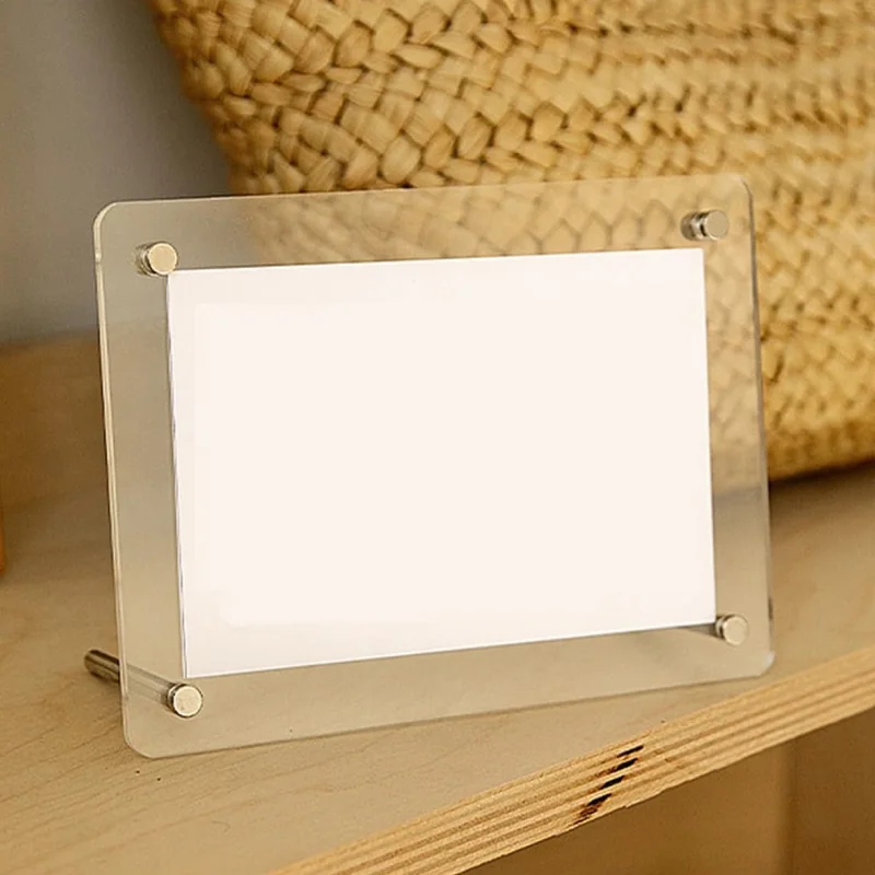Acrylic Crystal Photo Frame A4 Size Desktop Decoration Rounded Corner Picture Stand