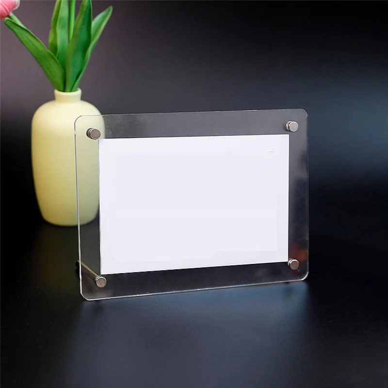 Acrylic Crystal Photo Frame 8 Inch Desktop Decor Rounded Corner Picture Display Stand