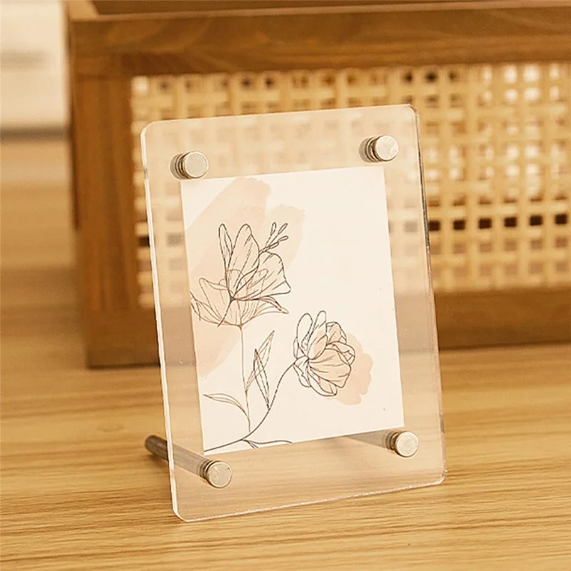 Acrylic Crystal Photo Frame 8 Inch Desktop Decor Rounded Corner Picture Display Stand