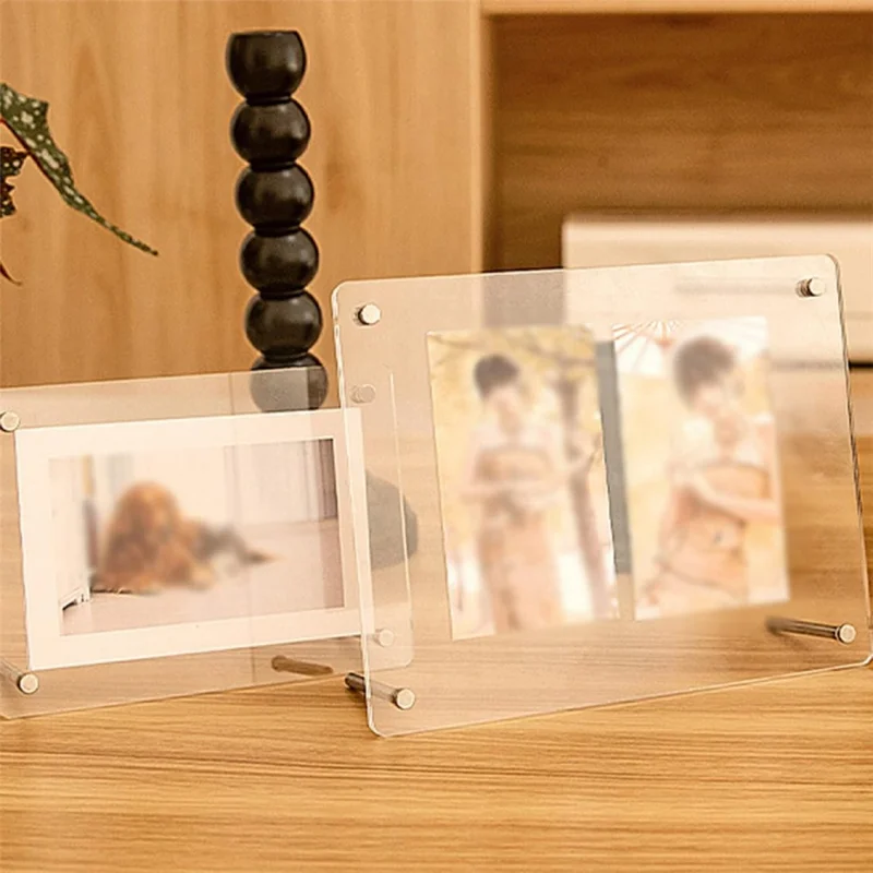 Acrylic Crystal Photo Frame 8 Inch Desktop Decor Rounded Corner Picture Display Stand